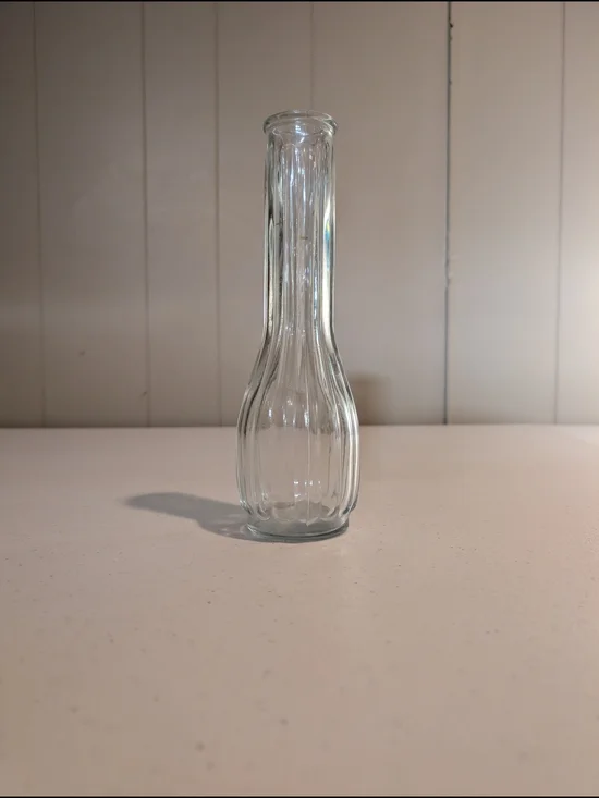 Clear Glass Bud Vase - Elegant Ribbed Design
