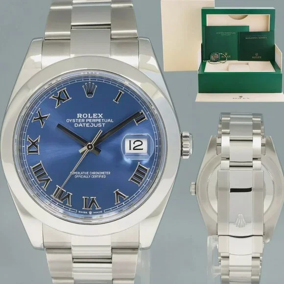 New 2023 Men's Blue Datejust 41mm Watch With Box