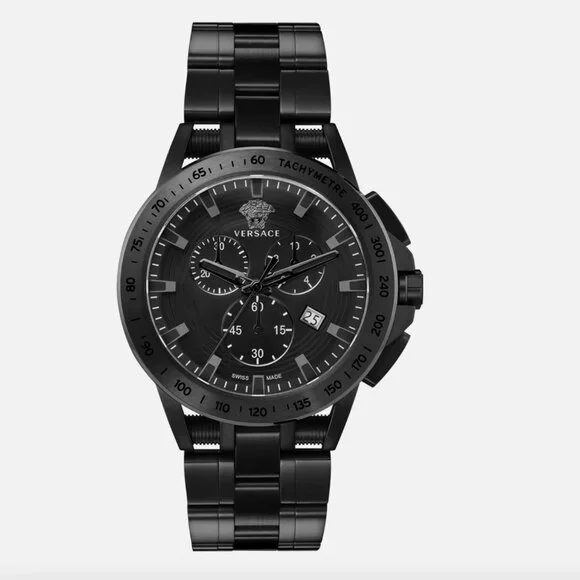 Versace Sport Men's Blacked Out 45mm Watch
