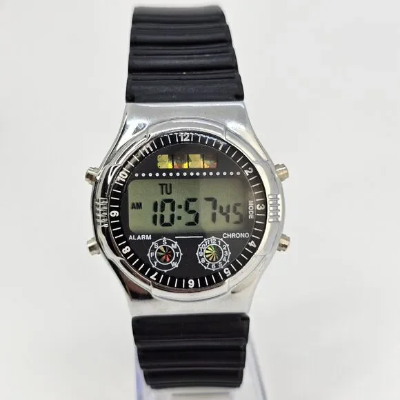 Men's Digital‎ Watch 38MM Black Plastic Band Straps New Battery