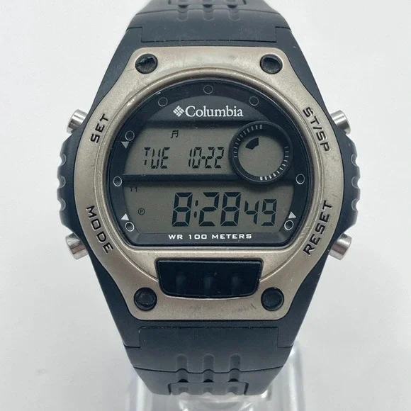Columbia Men's Digital Watch 45mm Black Date Backlight Alarm Chrono New Battery