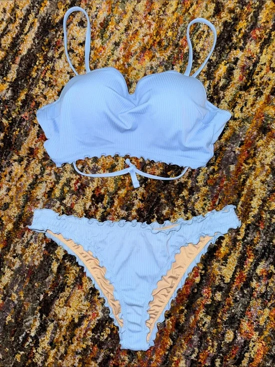 Light Blue Ruffled Bikini Set 34B Small