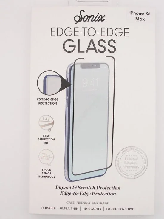 Sonix Edge‑to‑Edge Tempered Glass Screen Protector – iPhone XS Max – New