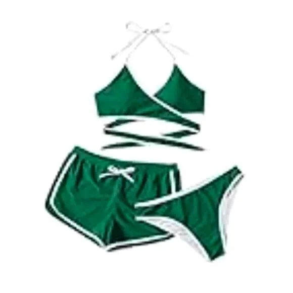 Halter Top with Shorts Bikini Set