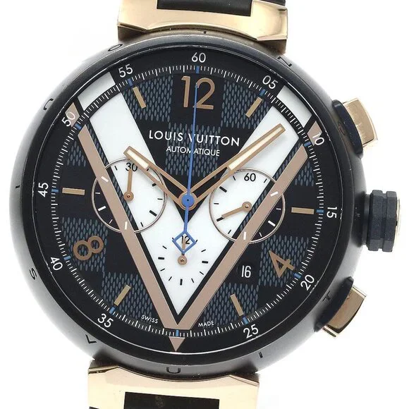 LOUIS VUITTON Tambour Damier Cobalt QA090 Automatic Men's Watch_883864