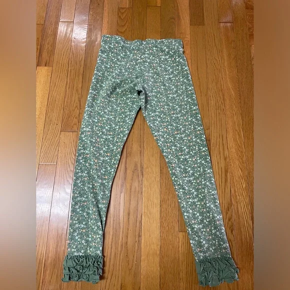 Matilda Jane Just Imagine Arden Girls Floral Print Ruffle Legging, Olive size 16