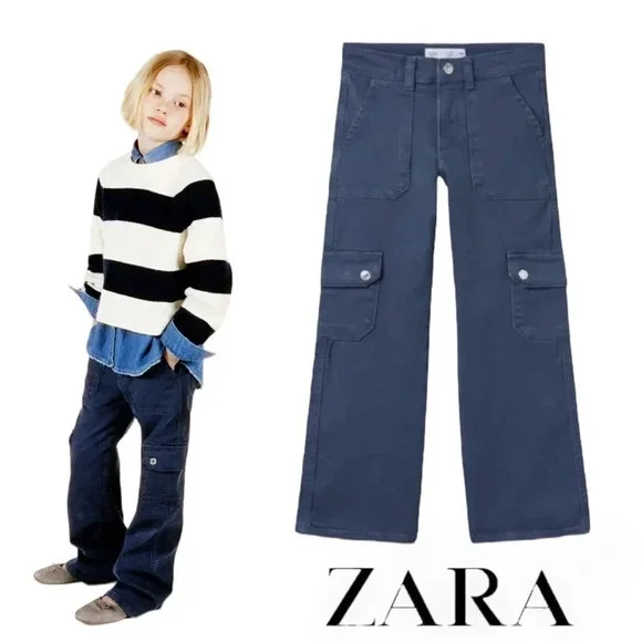 ZARA Kids | Ink Blue | STRETCH FIT CARGO JEANS