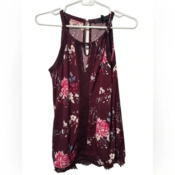 White House Black Market burgundy floral tank