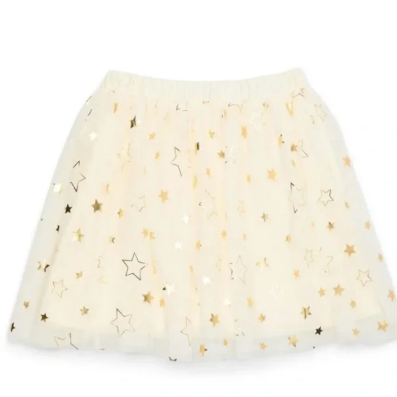 🔴3/$12 Holiday Time Cream‎ Sequin Embellished Mesh Skirt! NWT!