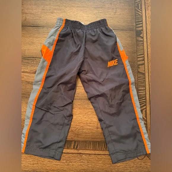 Nike Kids Lined Track Pants Sweatpants Charcoal 2T Orange Joggers Vintage Y2K