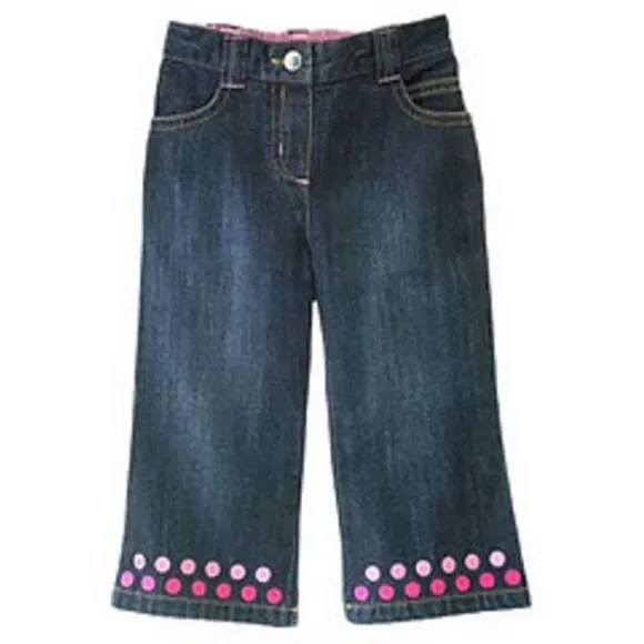 NEW Gymboree kids girls jeans 18-24 denim pants pink polka dot loose Tres Chic