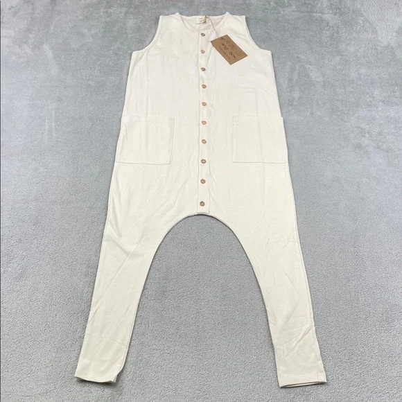 NEW‎ The Simple Folk 6-7 Organic Cotton Cream The Free Range Playsuit Jumpsuit