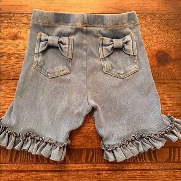 Matilda Jane Denim Blue Ruffle Shorts with Bows Girls Size 6 Ruffles