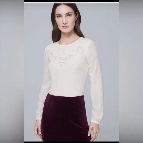 White House black market embroidered blouse size 12 new with tags.