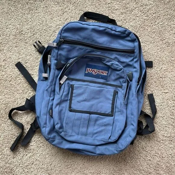 VTG 90s JanSport Huge Student Backpack Multi-Pocket School Bookbag