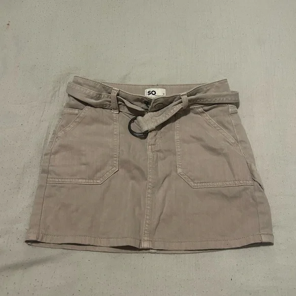 SO Beige Mini Skirt with Belt