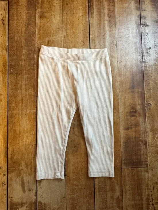 H&M Cream Ribbed Leggings 12 months cotton spring unisex neutral
