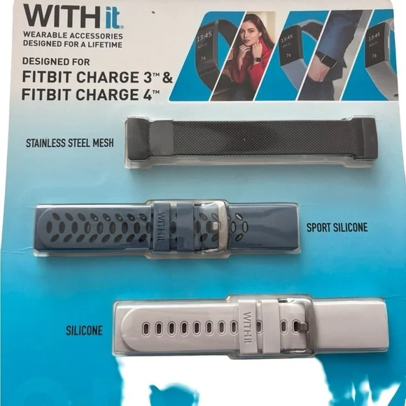 Fitbit Charge 3 & 4 Band Trio - Black, Blue, White