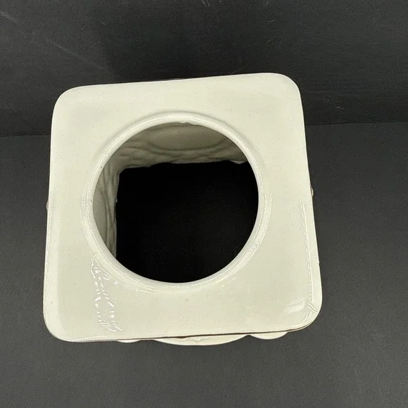 Vtg Formalities Porcelain Ceramic Tissue Box Cover Ivory Floral Cottagecore