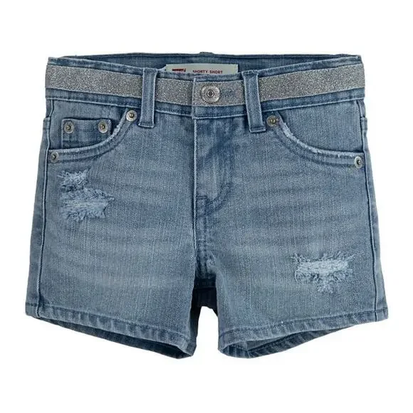 Levi's NWT the shorty short distressed jean shorts w/ metallic waist girls sz 10