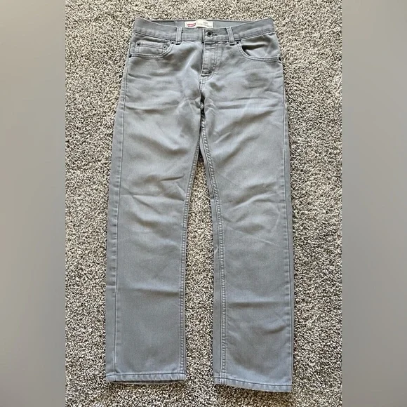 Levi's 513 Slim Straight Gray Corduroy Pants Boys Youth Size 16 REG W28 L28