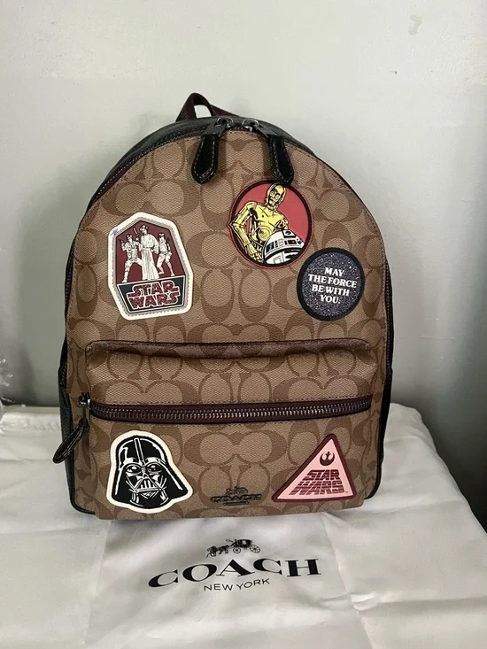 Star Wars X Coach Medium Charlie Backpack In Signature Canvas With Patches