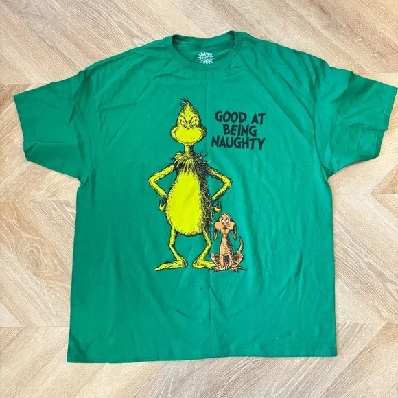 2X Green Graphic T-Shirt with Grinch Print