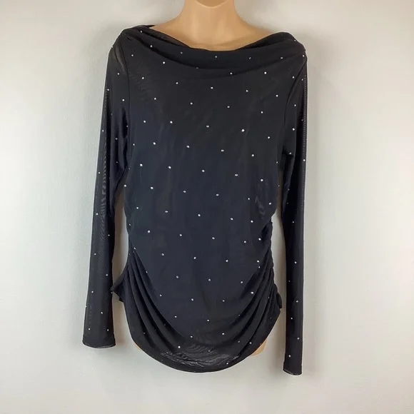 NWOT Rebecca Minkoff Black Sheer Gemstone Top | Medium