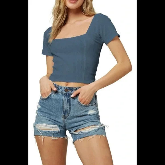 O'Neill Channing Knit Short Sleeve Top, SLATE, Size X-Large, NWT​
