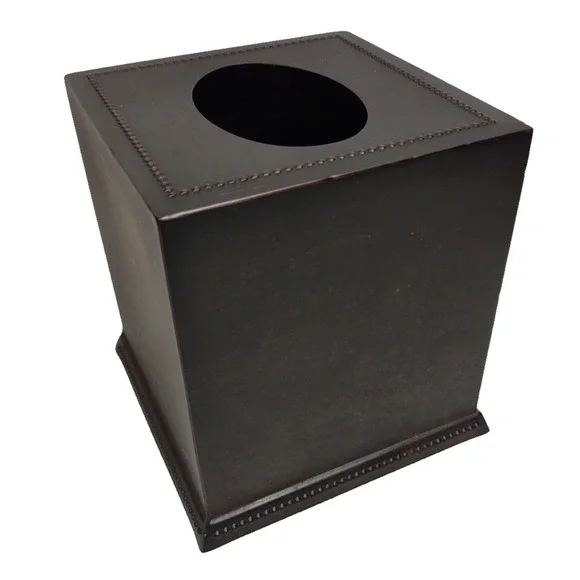 Brushed Bronze Dotted Metal Tissue Holder with Open Bottom Kleenex Box Cover 6