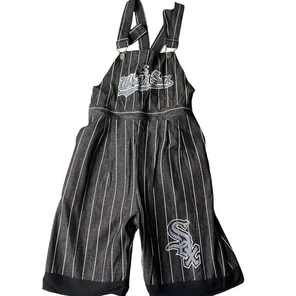 Vintage 90s Pinstripe White Sox Kids Overalls Size Large 12/14 Unisex