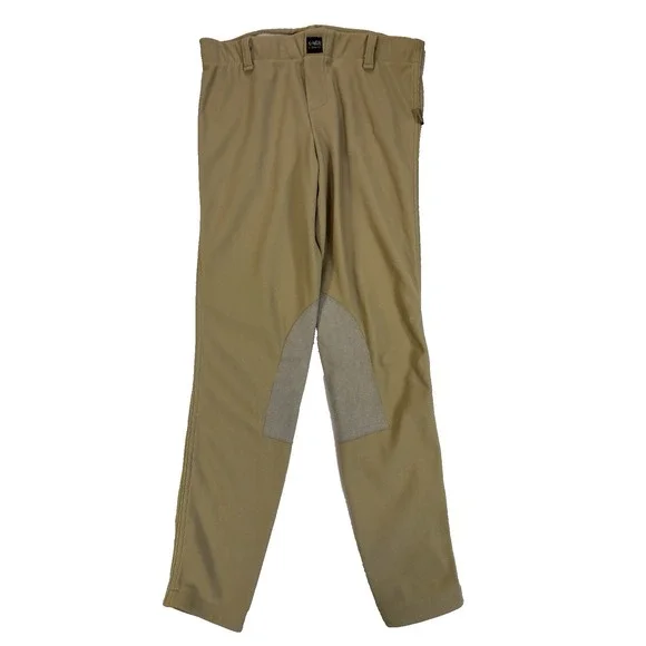 Devon Aire X-Wear Kids Lg Beige Fitted Equestrian Ribbed Breeches Pants Riding