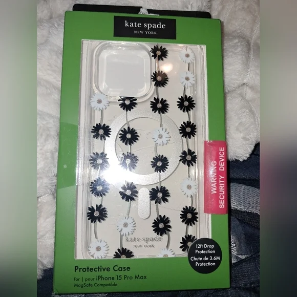 Kate Spade Black and White Floral iPhone 15 Pro Max Case