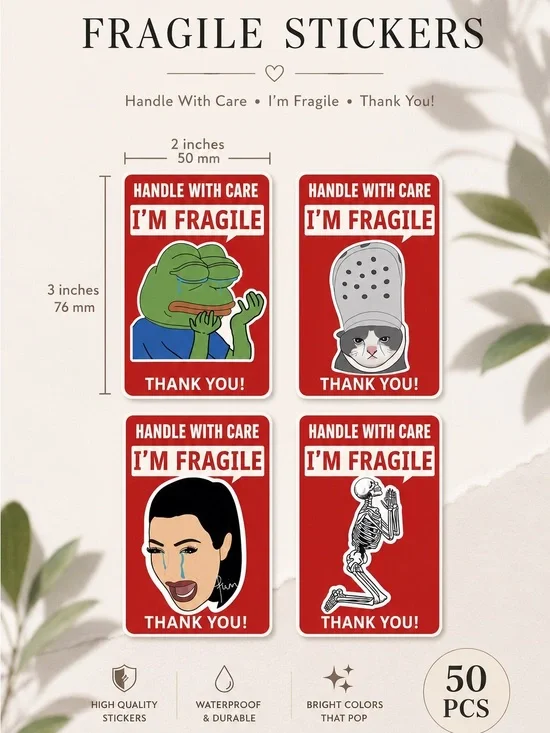 50 Funny Fragile Stickers