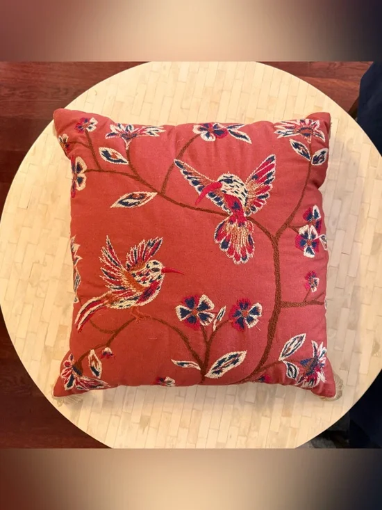 Decorative Coral Floral Embroidered Throw Pillow - Target