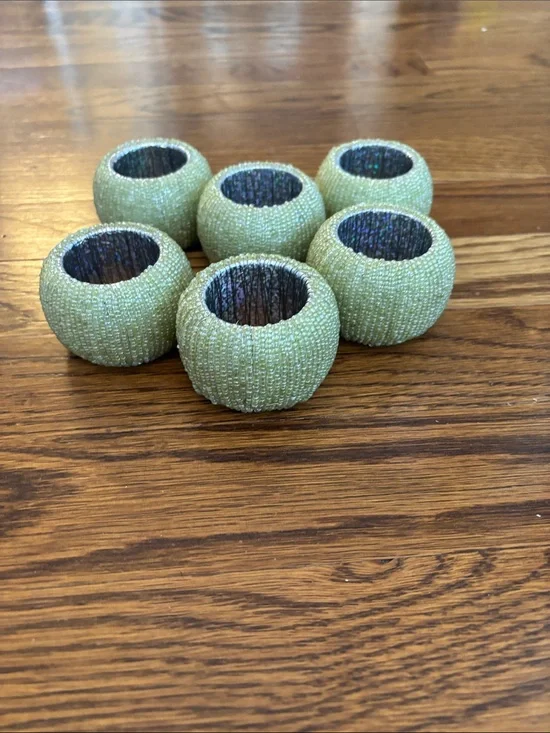Target Green Beaded Napkin Rings - Set of 6