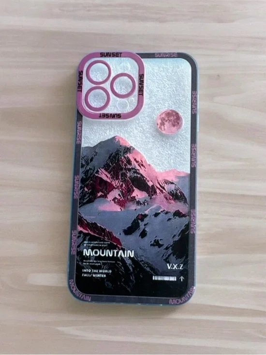 Mountain Sunset Pink Phone Case with Camera Ring