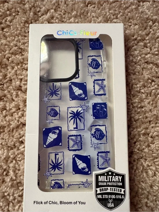 Blue Shell Pattern iPhone 14 Pro Case - Clear/Blue