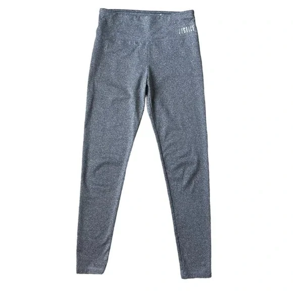 Girls 10 Justice Full Length Ankle Charcoal Gray Soft Stretch Classic Leggings