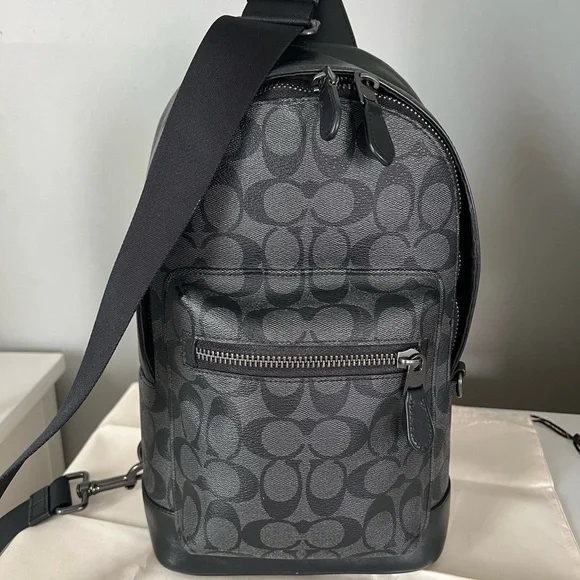 Coach Black and Gray Signature Backpack