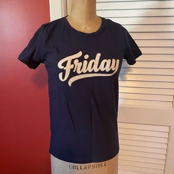 J CREW | navy blue FRIDAY collector t XS