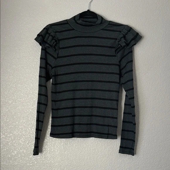 T.La Green and Black Striped Long Sleeve Top