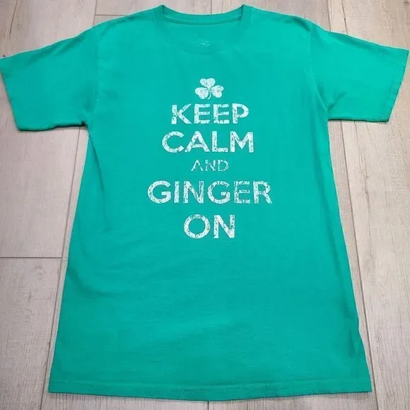 Keep Calm And Ginger On Green Tee