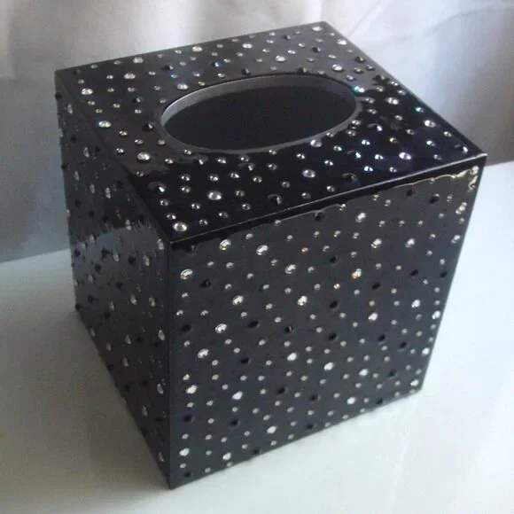 MIKE+ALLY NYC Crystal Ebony Black Boutique Tissue Box Cover