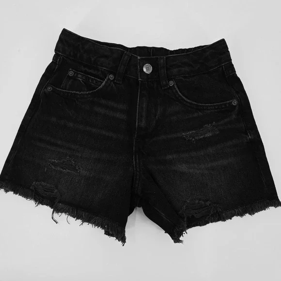 Zara Kids Distressed Black Denim Shorts Cut Offs Big Girls‎ 11-12 Years Jorts