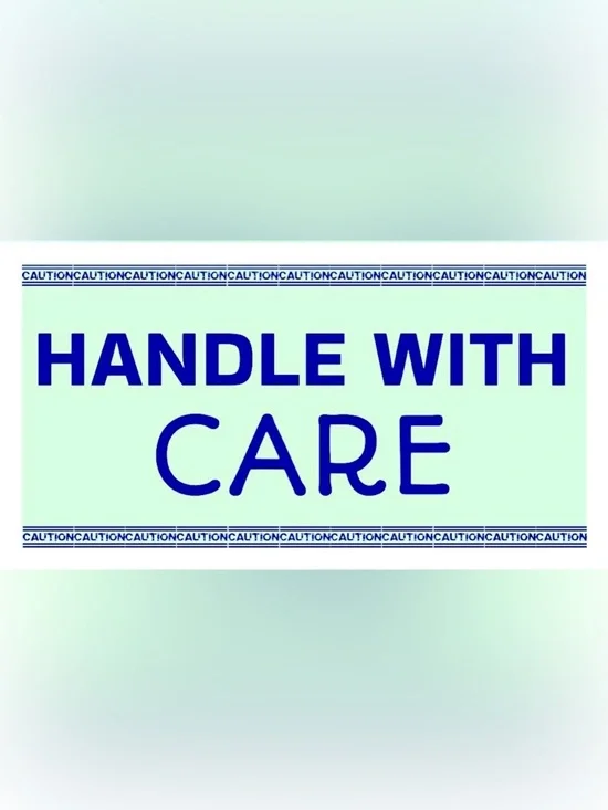 50 STICKERS - 2.25” x 1.25” - “HANDLE WITH CARE” - SHIPPING LABELS - MINT GREEN