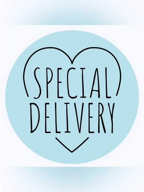 50 STICKERS - 2” ROUND - SPECIAL DELIVERY - BLUE