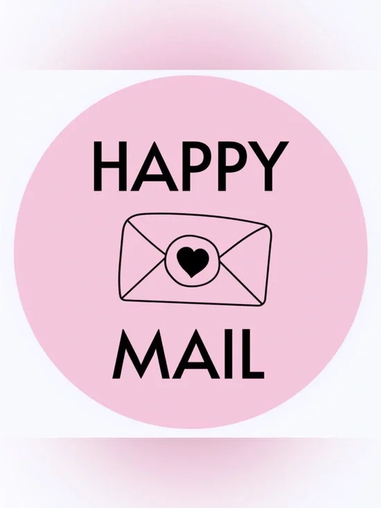 50 STICKERS - 2” ROUND - HAPPY MAIL - PINK