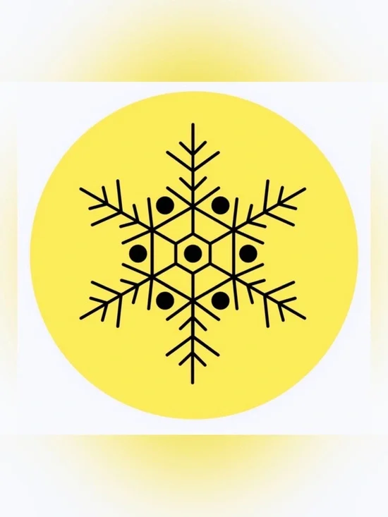 50 SHIPPING‎ STICKERS - 2” ROUND - SNOWFLAKE - YELLOW