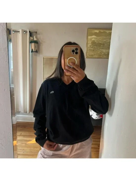 Lacoste Women's Black v-neck sweater
